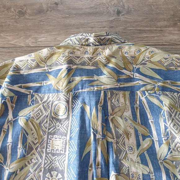 Cooke Street Men 2XL Short Sleeve Shirt Reverse Print Vacation Beach Bamboo Blue - Picture 7 of 8